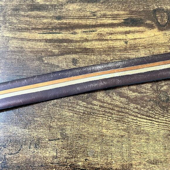 A. Testoni Soft Leather Belt Men Stripe Classic Gold Buckle Designer Italy Brown - Picture 10 of 11